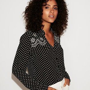 Express Portofino Black with White Polka Dots Blouse